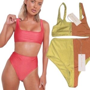 Desert Dreamer Two Tone Double Lined Ribbed Cheeky High Waist Hip Hugger Bottom